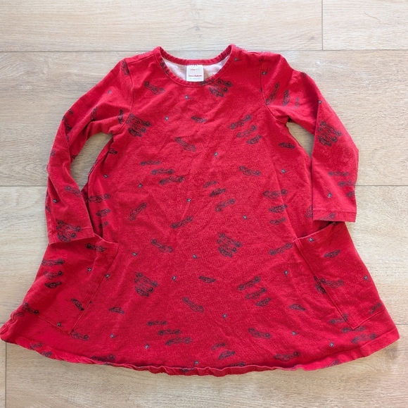 Hanna Andersson Swinh Car Dress 5 Red A Line Pockets - Picture 1 of 5